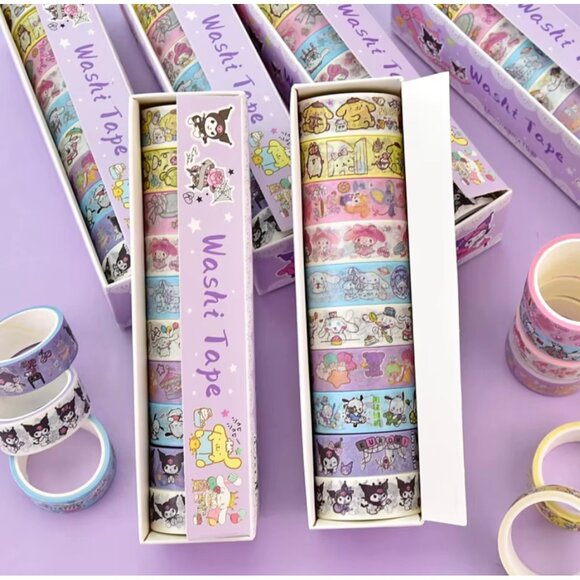 Hello Kitty, Kuromi & My Melody Washi Tape Set 10 Rolls Crafters Gifts - Picture 3 of 5